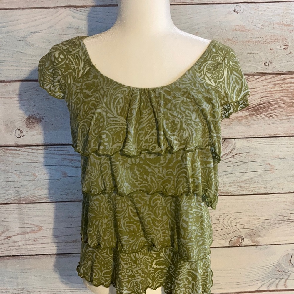 COPY - PM Style & Co Ruffled green sleeveless blouse